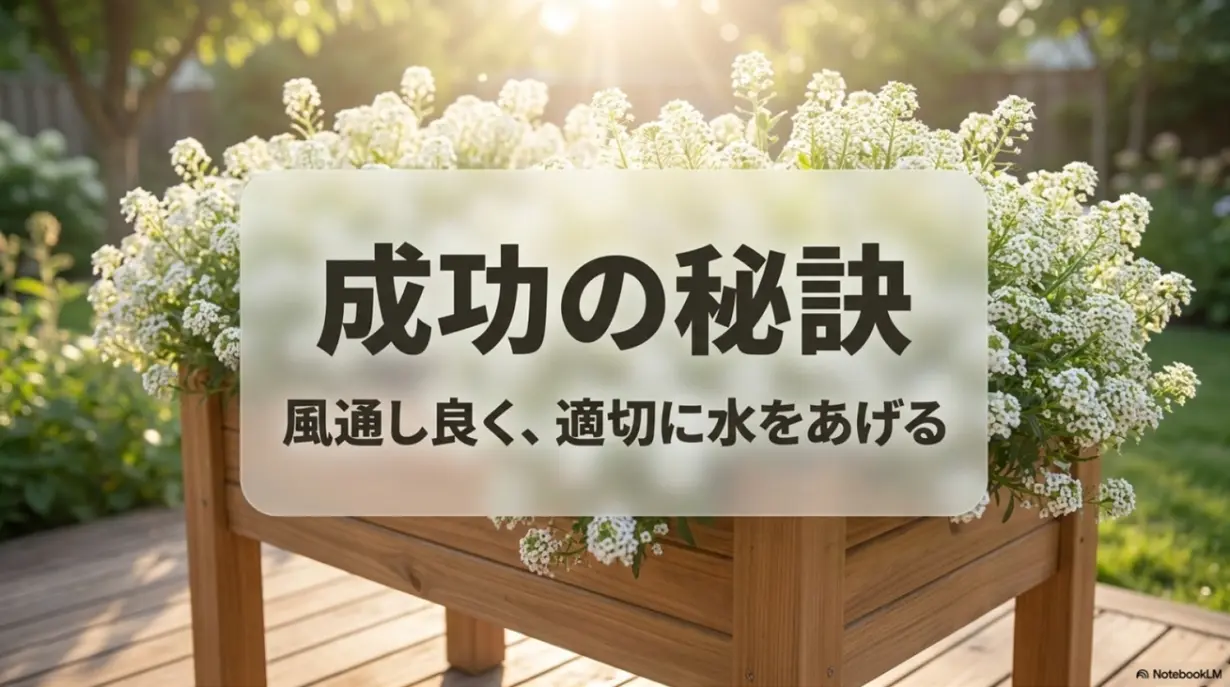 風通しと適切な水やりなどアリッサム栽培成功の秘訣スライド