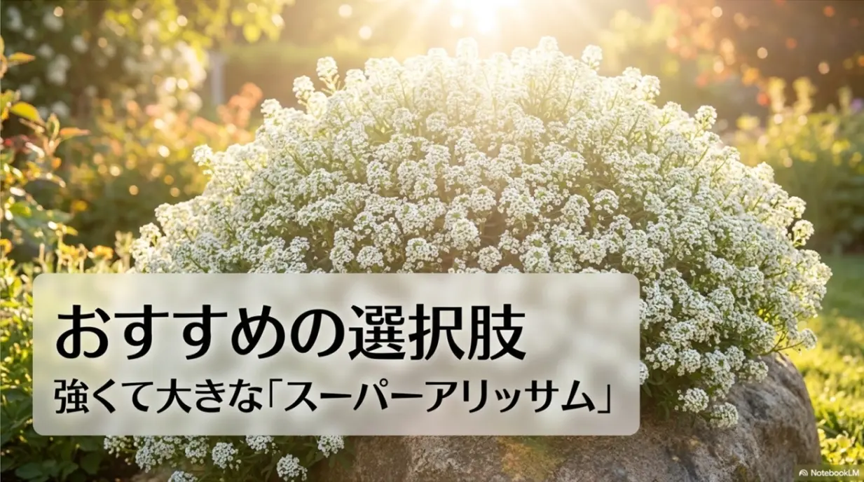 暑さに強くて大きく育つおすすめのスーパーアリッサムの紹介スライド
