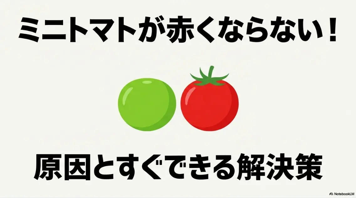 ミニトマトが赤くならない原因とすぐできる解決策のタイトル画像