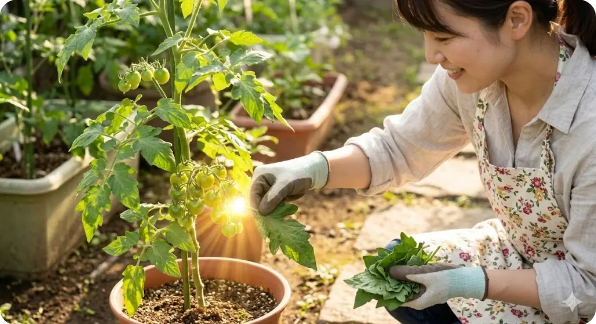 ミニトマトが赤くならない原因は?葉かきで日当たりを改善する