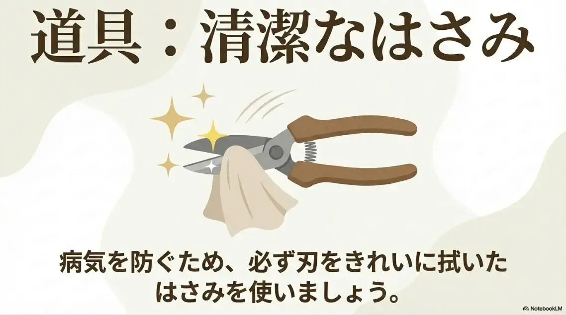 カーネーションの剪定ハサミの消毒と節を残して切る方法