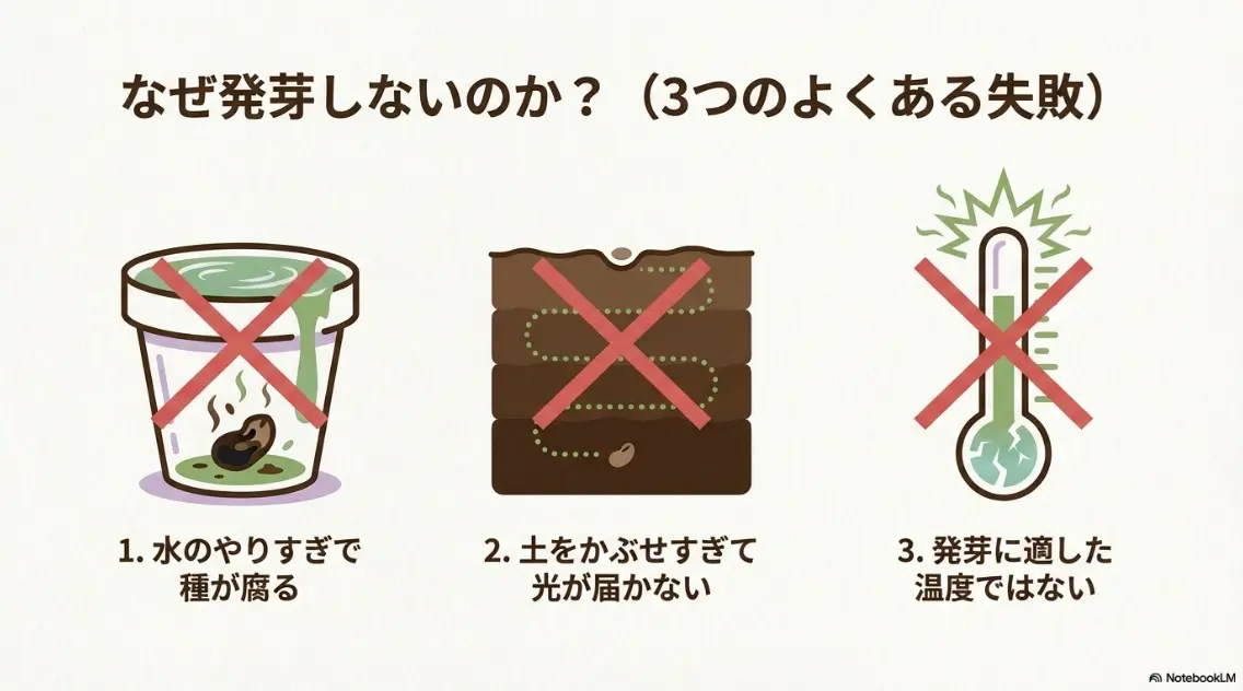 水のやりすぎ、土のかぶせすぎ、温度のミスマッチなどラベンダーが発芽しない3つのよくある失敗
