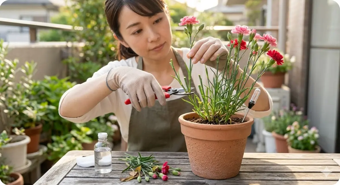 カーネーションの切り戻しと注意点について