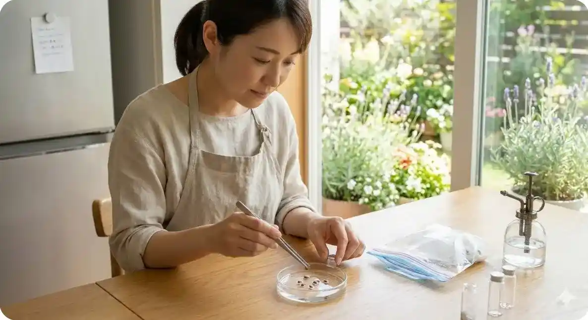 発芽前にラベンダーの種を水につけるのが成功の鍵