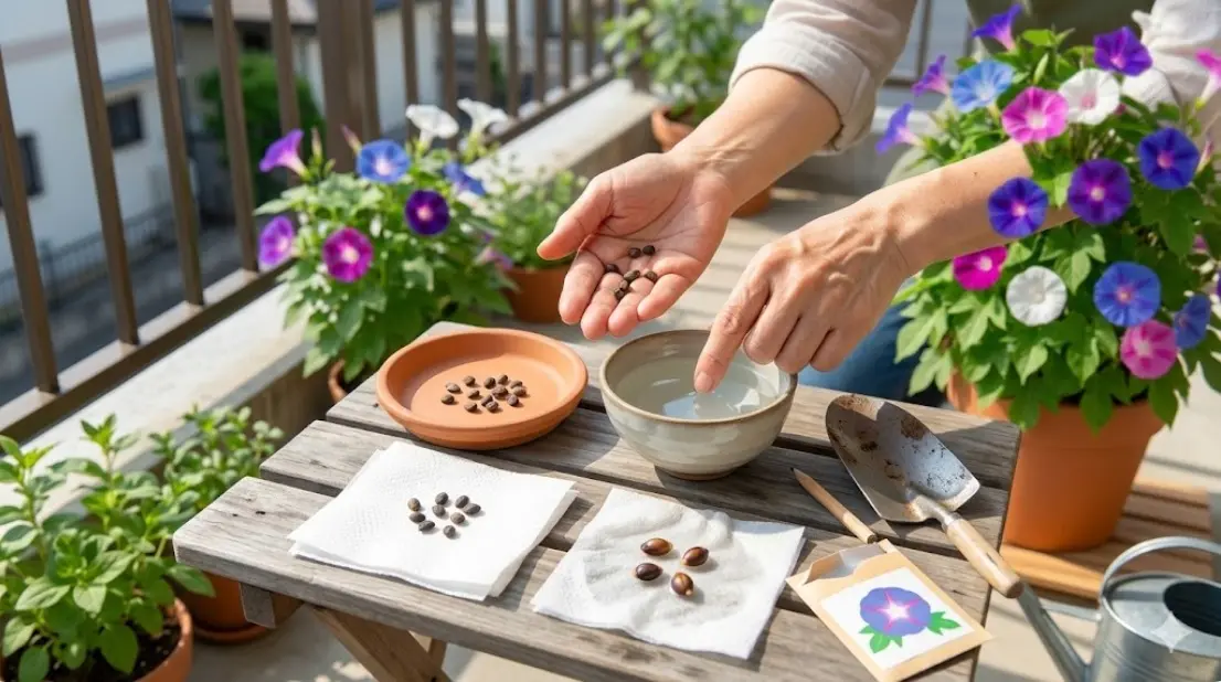 アサガオの育て方で失敗を防ぐため種は水につけるべき？