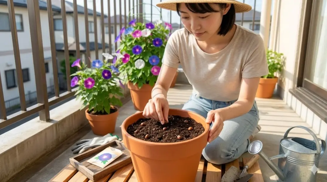 一つの鉢に対して何粒のアサガオの種をまくべき？