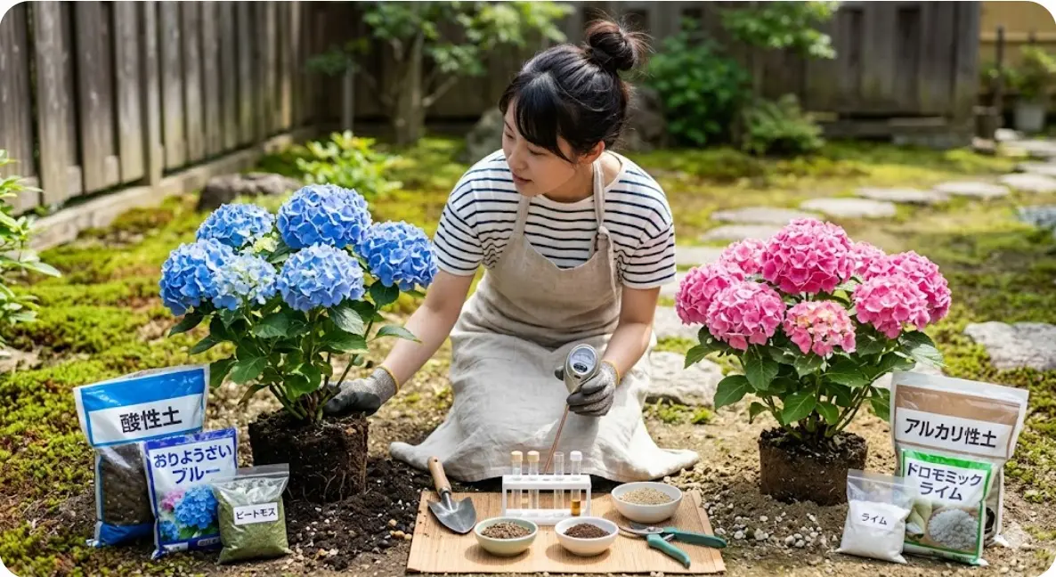 紫陽花の色は酸性アルカリ性で変わる？