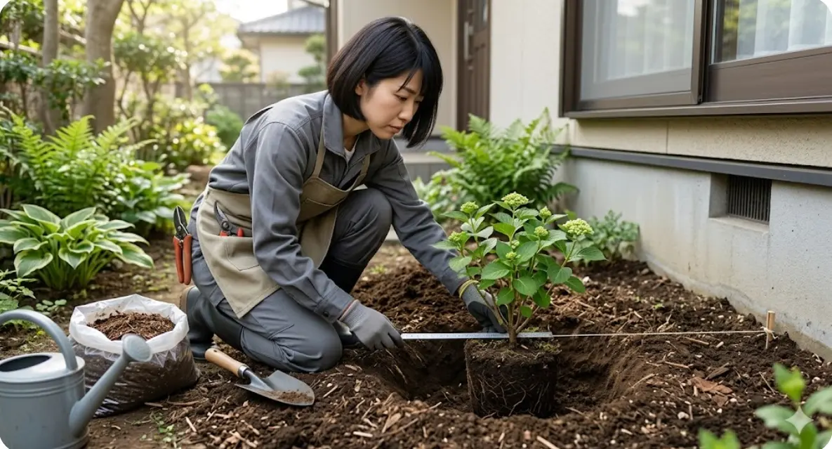 紫陽花の植え替えを地植えで行う際の注意点は？