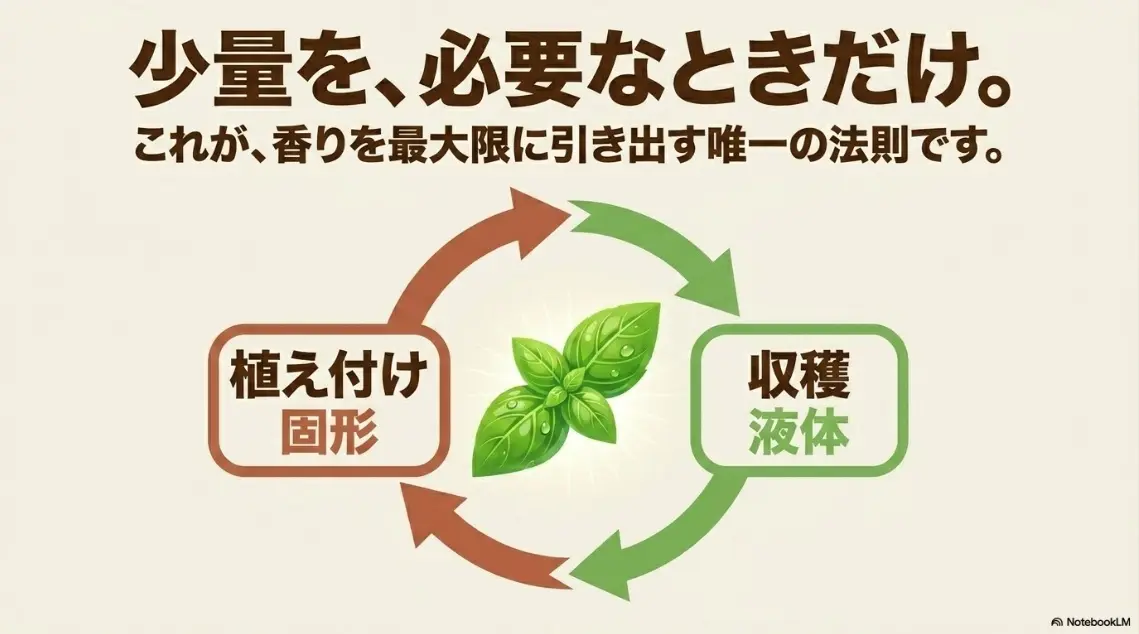 バジルの香りを最大限に引き出す植え付けと収穫の肥料サイクル