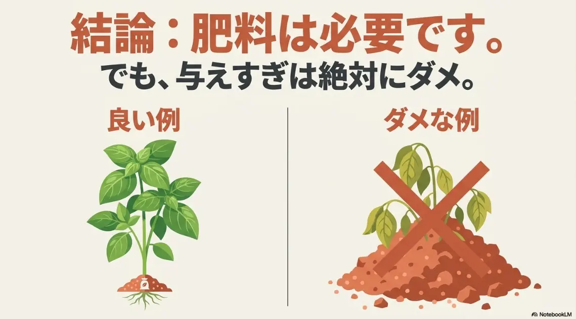 バジルに肥料は必要だが与えすぎはNGという良い例とダメな例