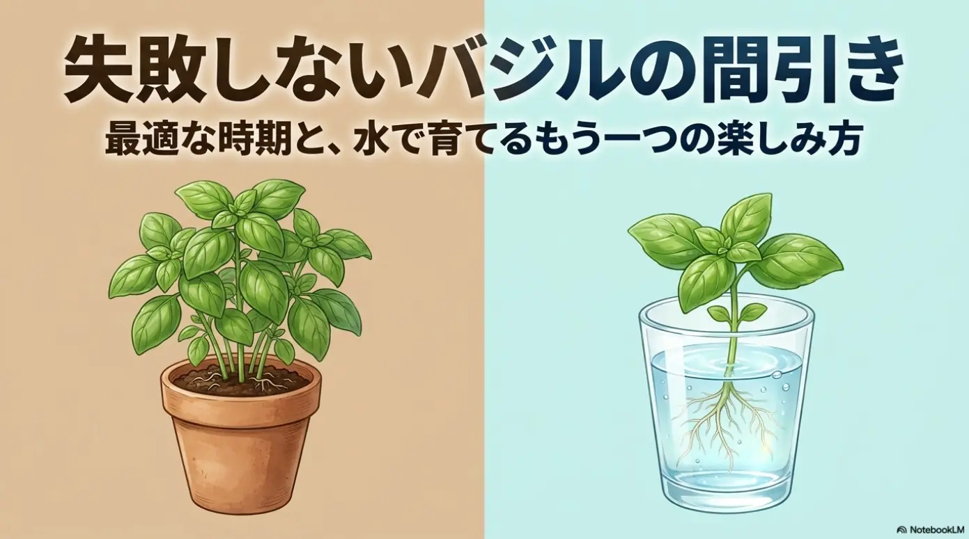 失敗しないバジルの間引きと水で育てるもう一つの楽しみ方