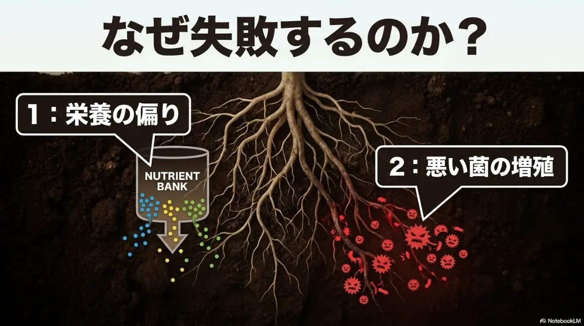 なぜ失敗するのか?栄養の偏りと悪い菌の増殖
