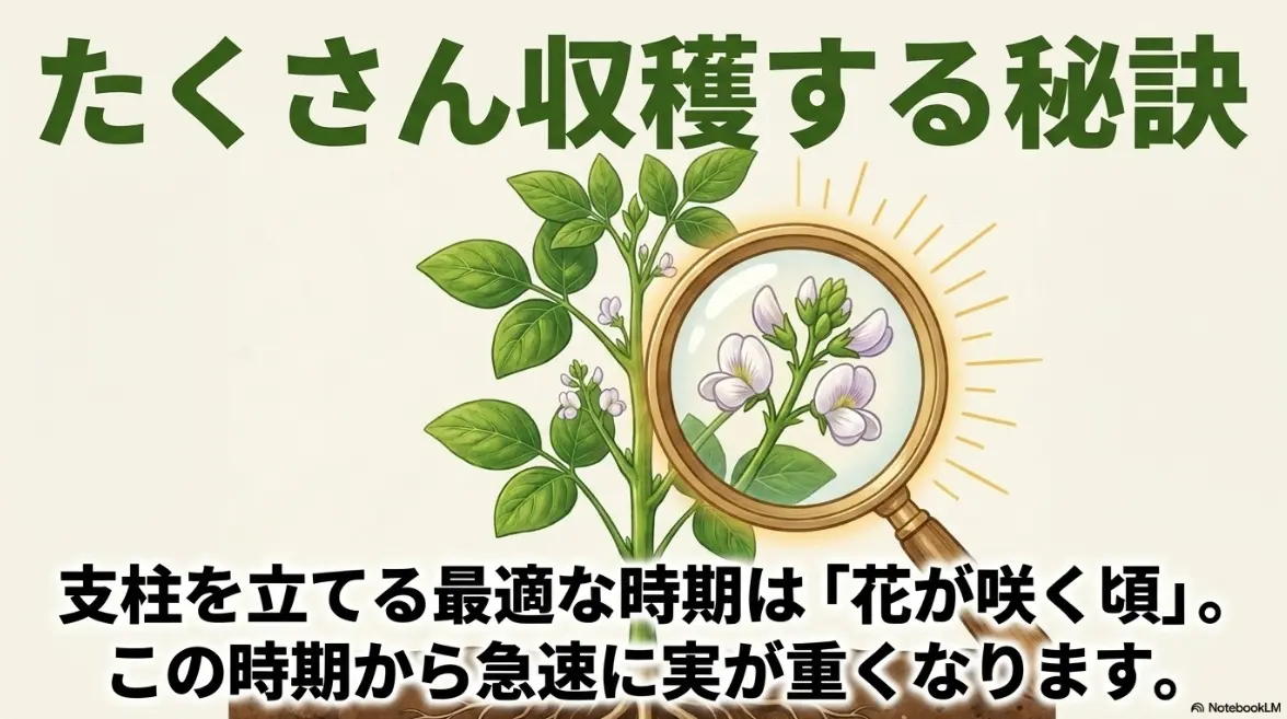 枝豆の実が急速に重くなる花が咲く頃のイラスト