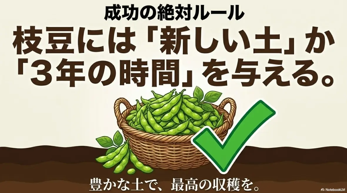 成功の絶対ルール。枝豆には「新しい土」か「3年の時間」を与える