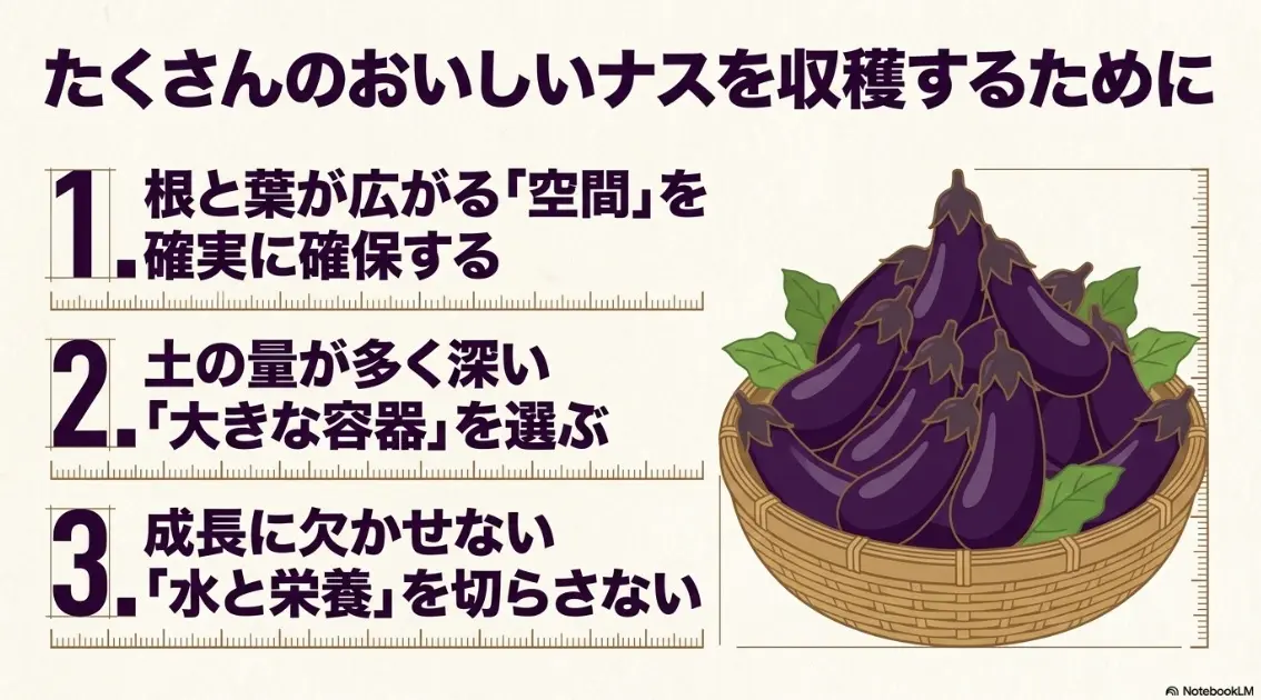 たくさんのおいしいナスを収穫するために