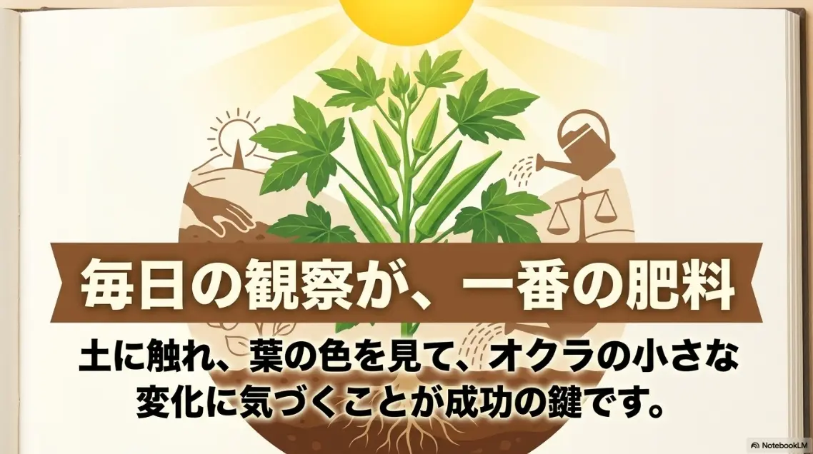 オクラの毎日の観察が成功の鍵