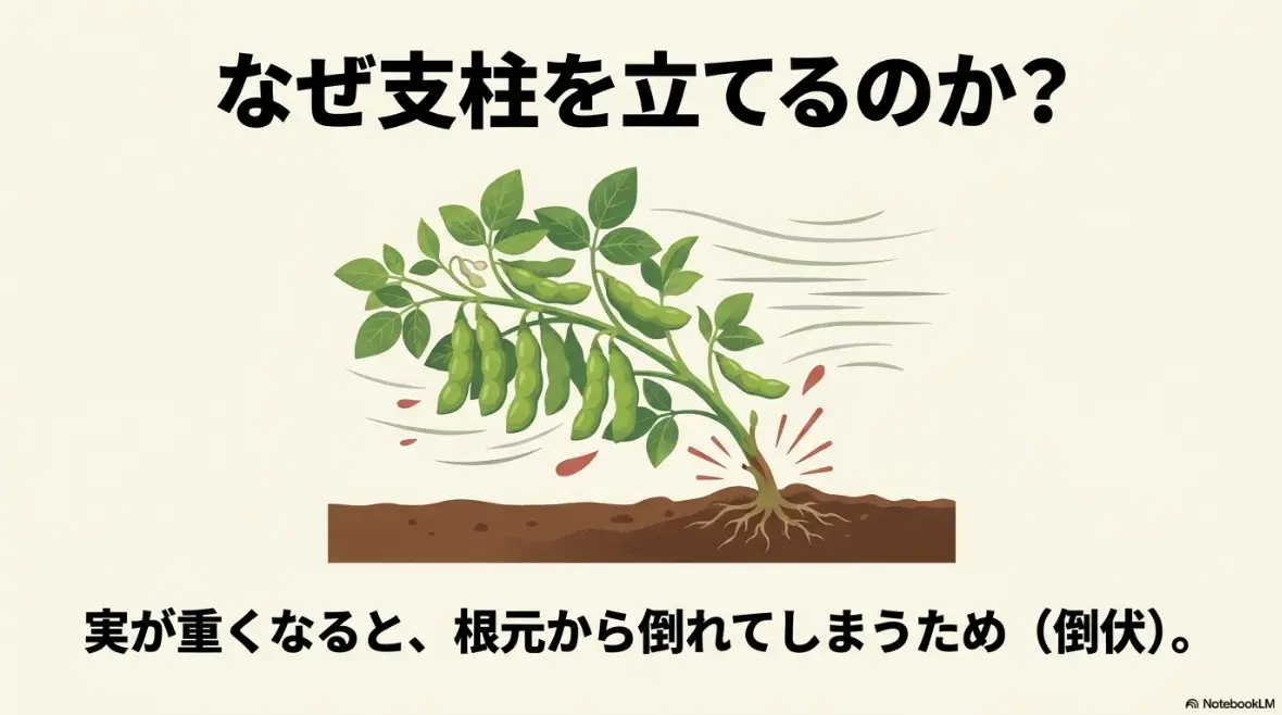 枝豆の実が重くなって根元から倒伏する原因