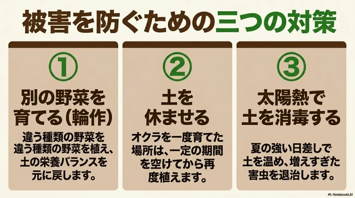 連作障害を防ぐ3つの対策（輪作、土を休ませる、太陽熱消毒）