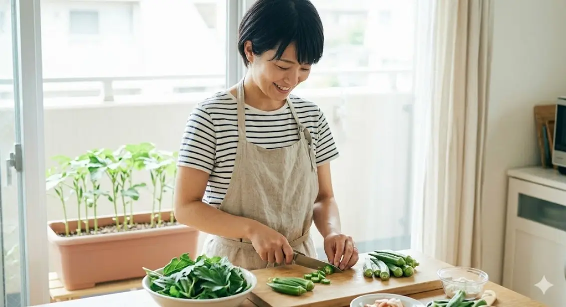 オクラの間引きをしない密植栽培と食用活用