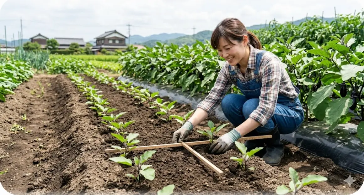 2条植えで多収穫を狙うナスの植え付け間隔とは？