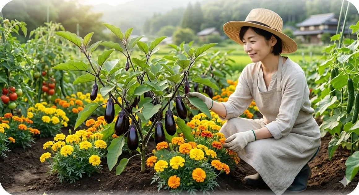 ナスとコンパニオンプランツを混植する効果