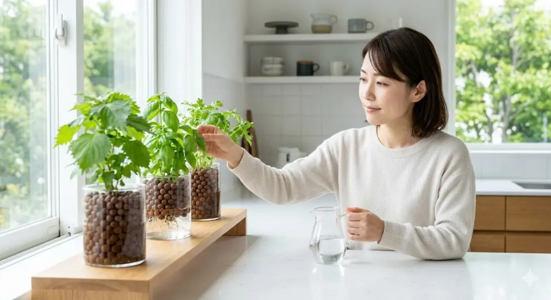 水耕栽培にハイドロボールを使って清潔に育てる