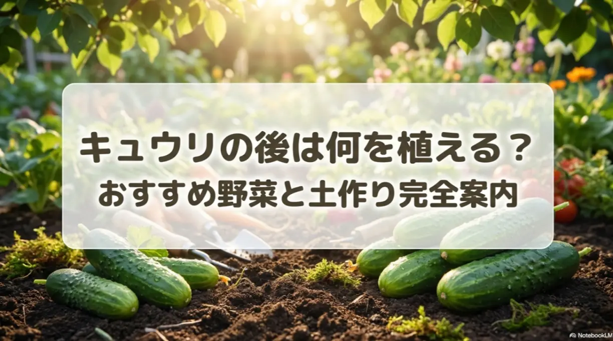 キュウリの後作におすすめの野菜と土作りの完全案内を示すタイトルスライド