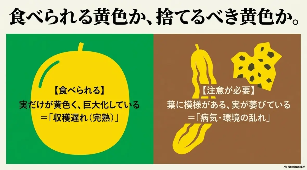 食べられる黄色いキュウリと捨てるべきキュウリの見分け方