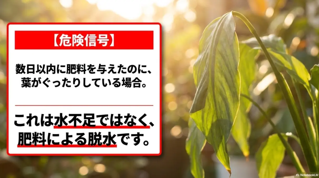 肥料を与えたのに葉がぐったりしている場合は水不足ではなく肥料による脱水