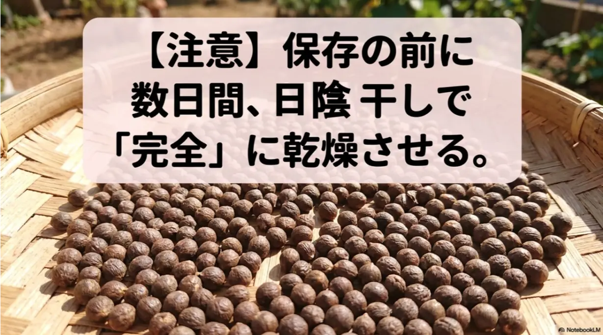 オクラの種を保存する前に数日間完全に乾燥させる