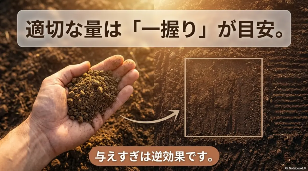油かすの適切な量は一握りが目安で与えすぎは逆効果