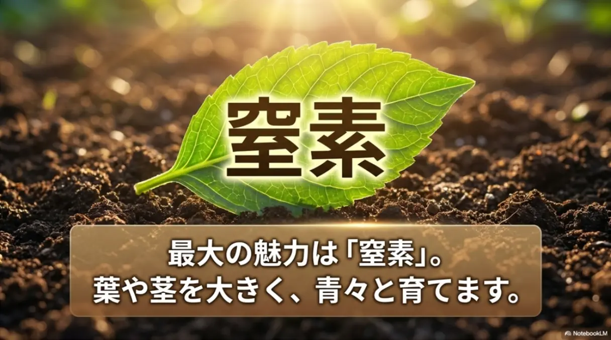 油かすの最大の魅力である窒素は葉や茎を大きく青々と育てる