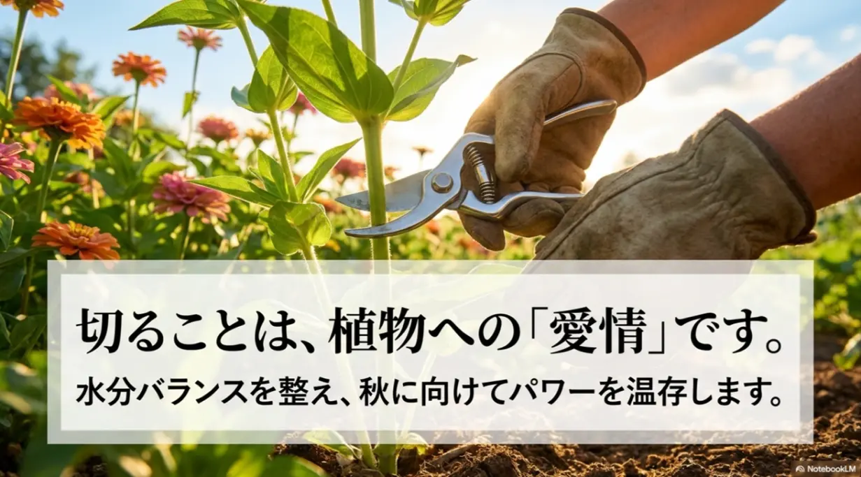 切ることは植物への愛情。水分バランスを整え秋へパワーを温存