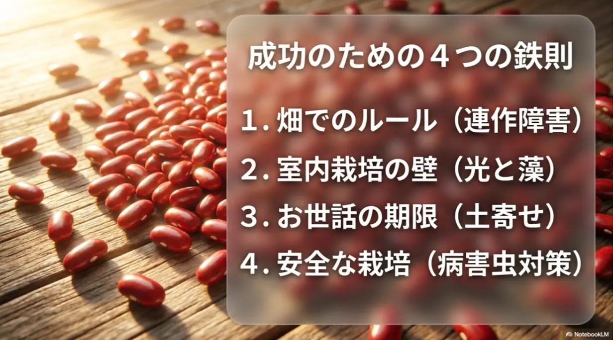 あずき栽培を成功に導く4つの鉄則一覧