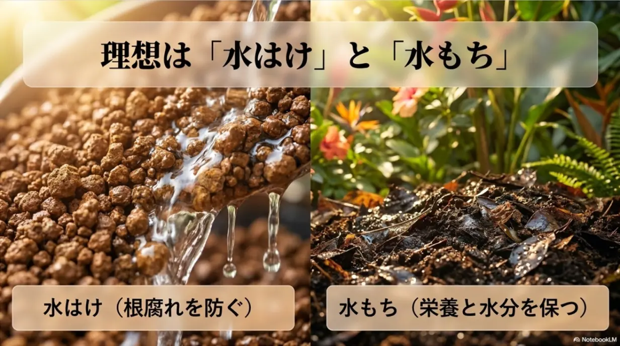 ハイビスカスの土の理想である水はけと水もちのバランス