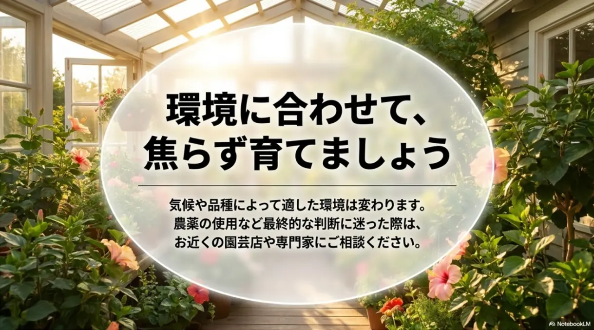 気候や品種に合わせて焦らず育てましょう。判断に迷った際は園芸店や専門家に相談してください。
