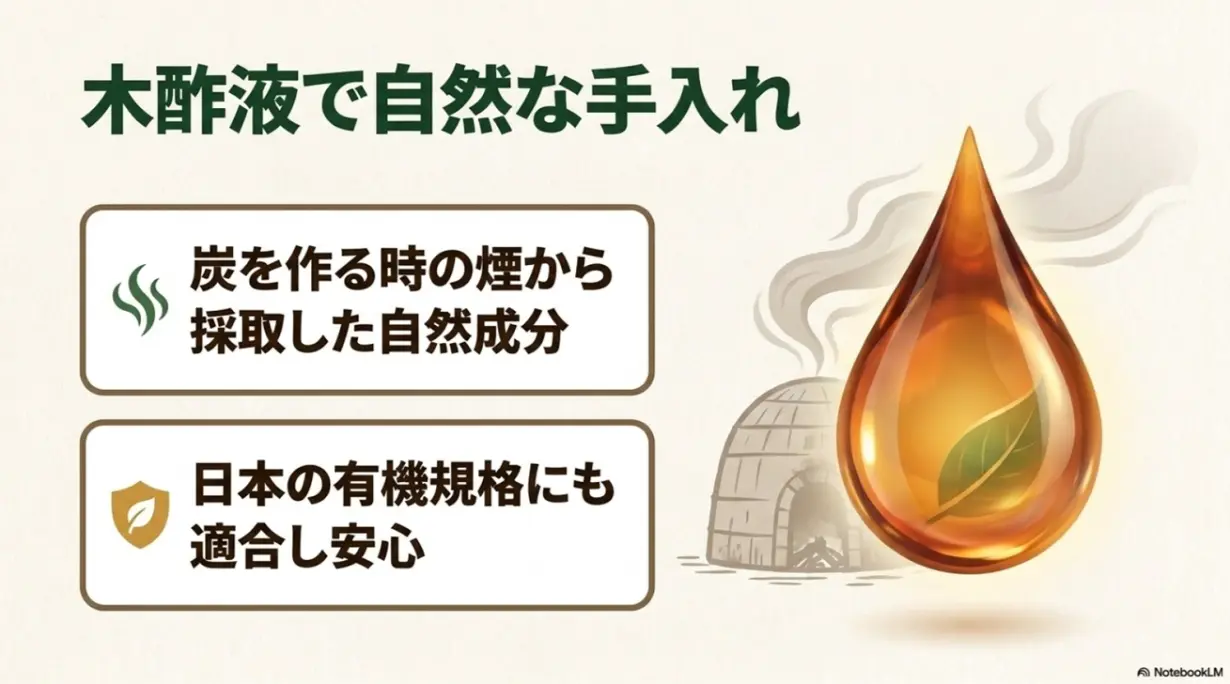 日本の有機規格にも適合する木酢液を使った自然な病害虫対策