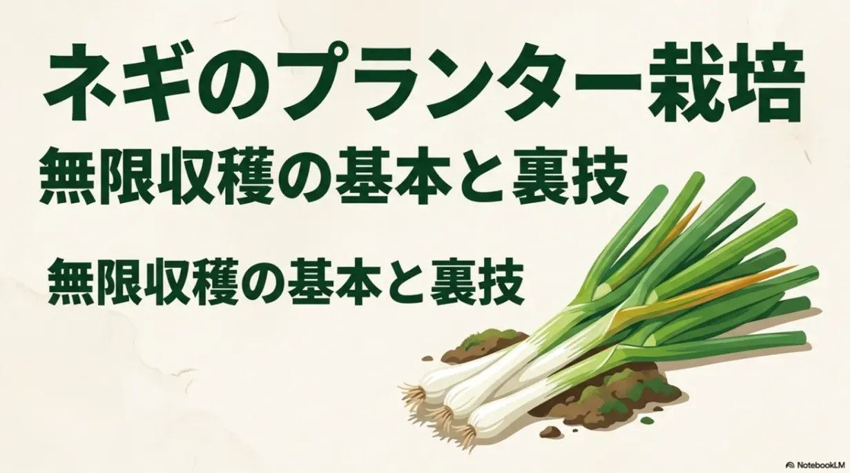 ネギのプランター栽培 無限収穫の基本と裏技のタイトルロゴ