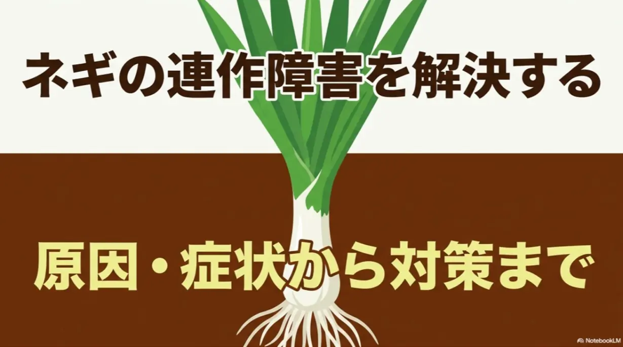 ネギの連作障害を解決する原因・症状から対策までのタイトルスライド