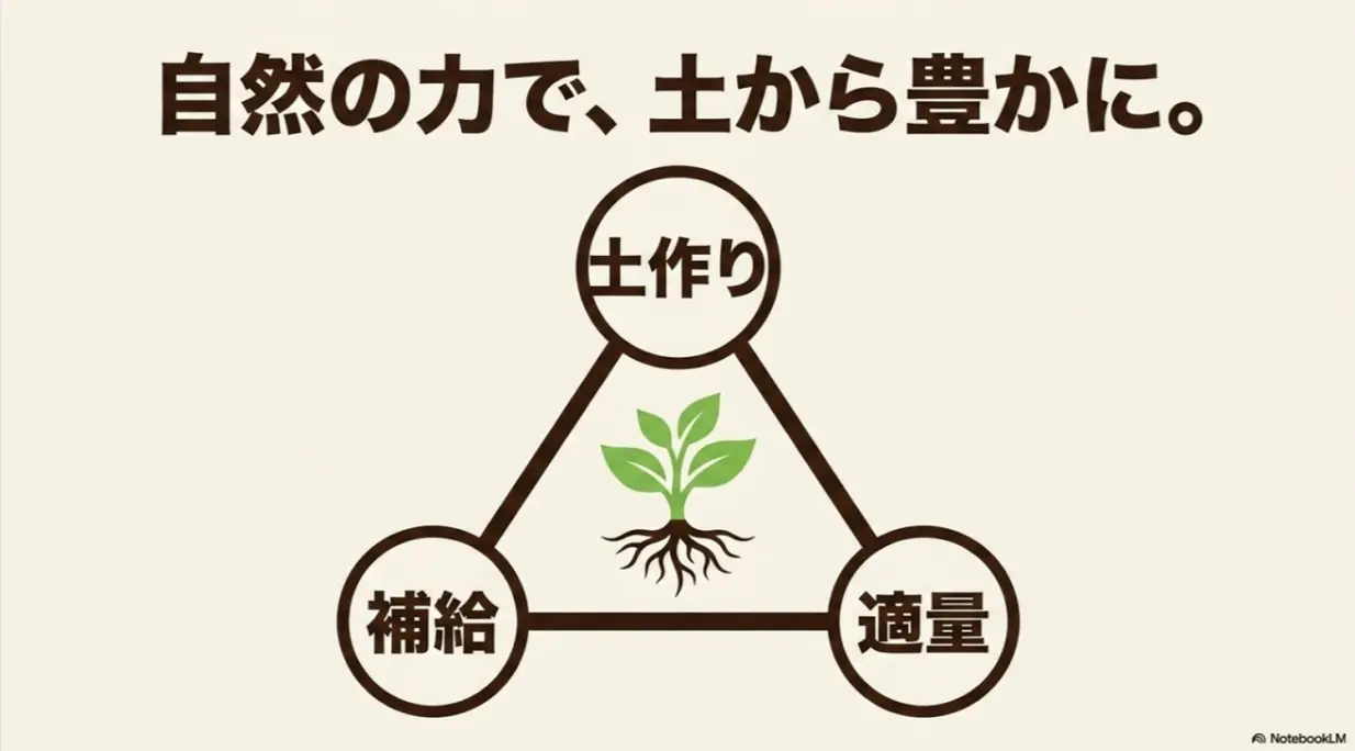 土作りや適量補給など、自然の力で土から豊かに育てるコツ