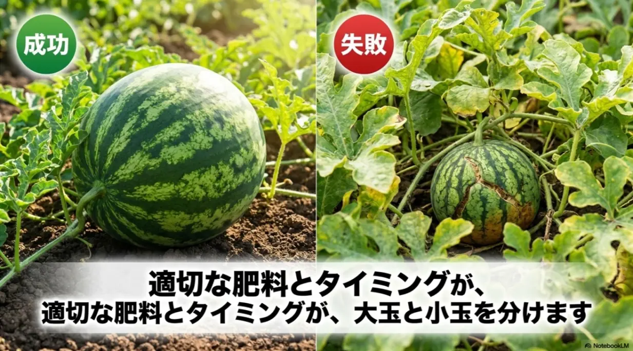 適切な肥料とタイミングが大玉と小玉スイカの成長を分ける